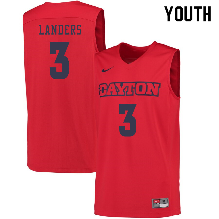 Youth #3 Trey Landers Dayton Flyers College Basketball Jerseys Sale-Red